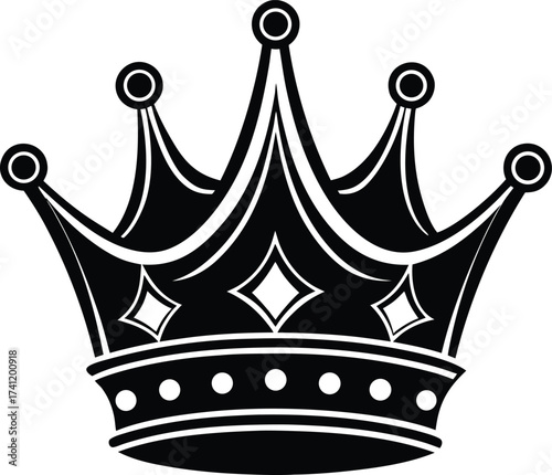 Set of black crown silhouettes on white background vector illustration