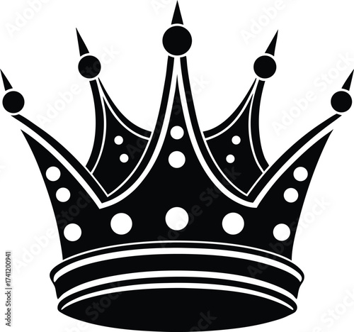 Set of black crown silhouettes on white background vector illustration
