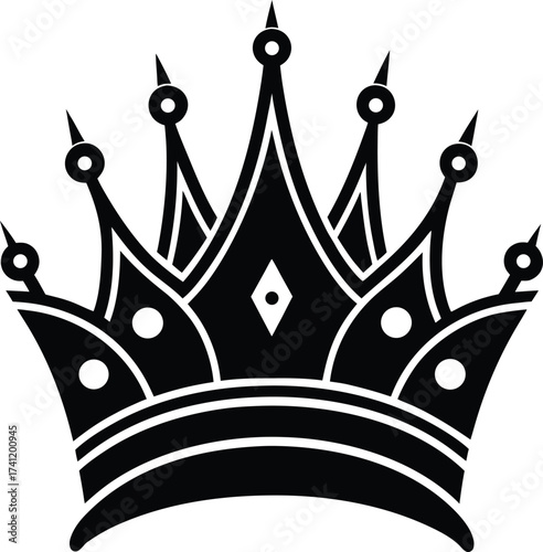 Set of black crown silhouettes on white background vector illustration