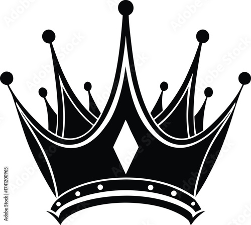 Set of black crown silhouettes on white background vector illustration