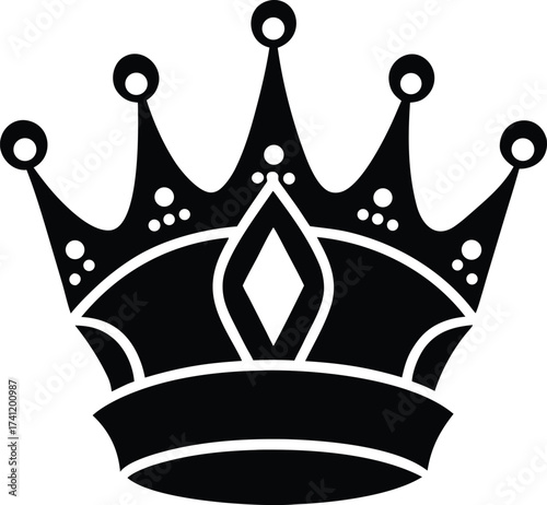 Set of black crown silhouettes on white background vector illustration
