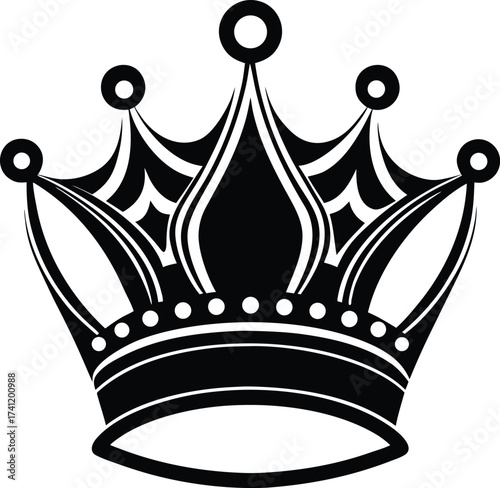 Set of black crown silhouettes on white background vector illustration
