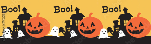 Halloween Pumpkins. Halloween Background Pattern. Vector Template For Banner