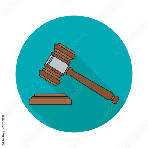 Gavel court justice law legal judge wooden judgment auction symbol enforcement system round icon