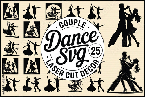 Dance couples silhouettes for elegant laser cut decor