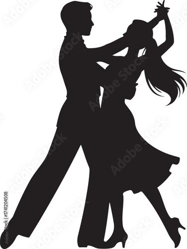 Elegant couple dancing ballroom style with passion and grace