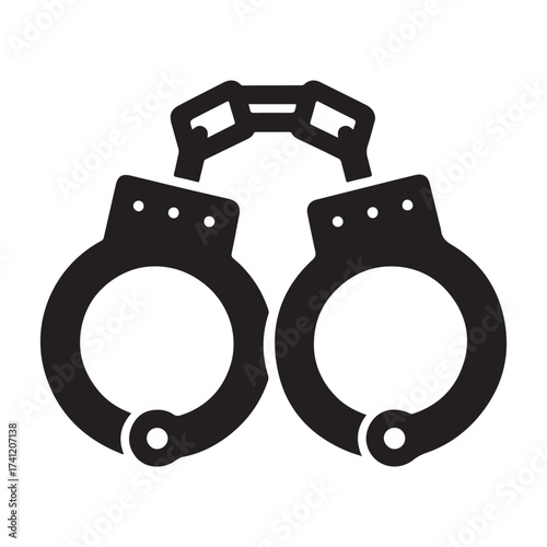 Iconic silhouette of handcuffs representing arrest and justice