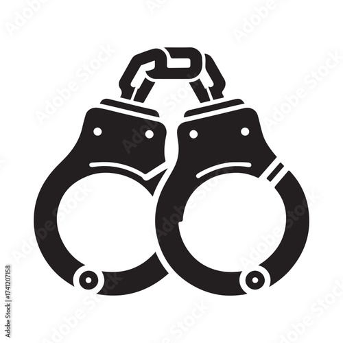 Iconic silhouette of handcuffs representing arrest and justice