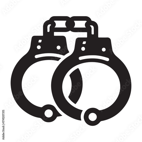 Iconic silhouette of handcuffs representing arrest and justice