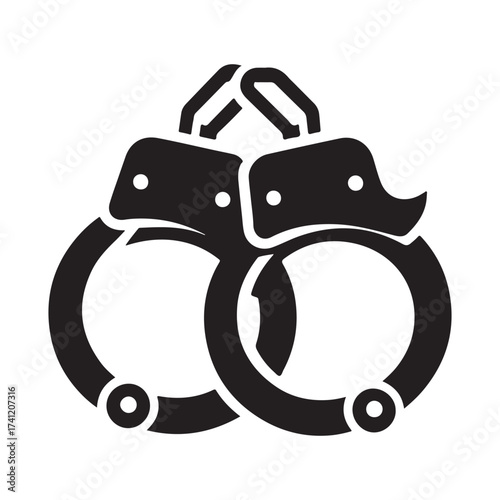 Iconic silhouette of handcuffs representing arrest and justice