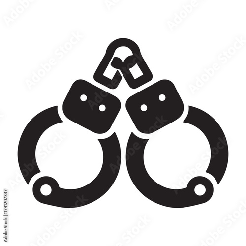 Iconic silhouette of handcuffs representing arrest and justice