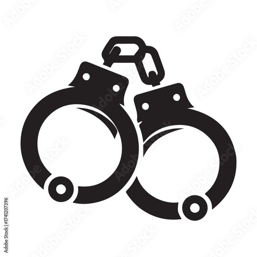 Iconic silhouette of handcuffs representing arrest and justice