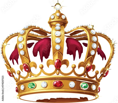 Royal golden crown with shimmering diamonds and jewel accents