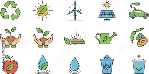 Go green with these eco-friendly icons for sustainable living