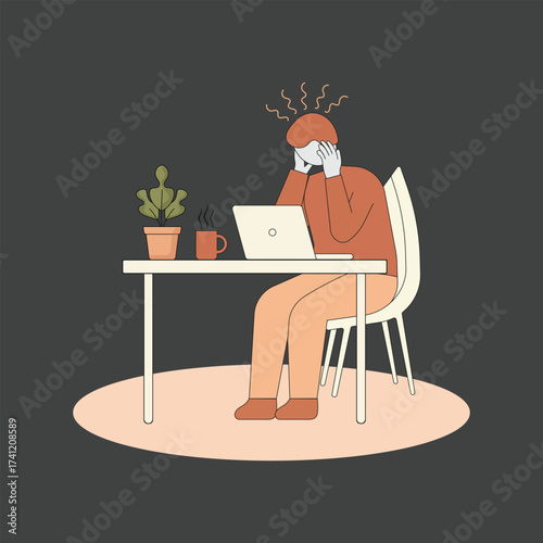 Overworked and Stressed at Work Illustration
