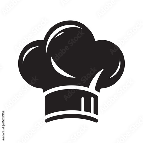 Iconic black silhouette of a chef s toque blanche hat