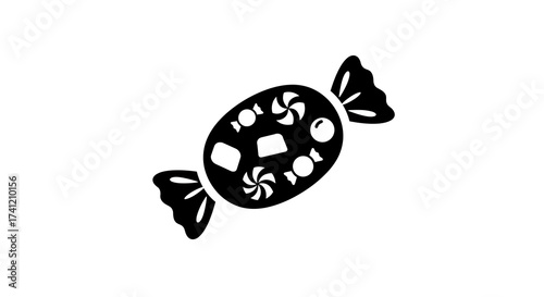 Silhouette of candy with assorted sweets and wrappers