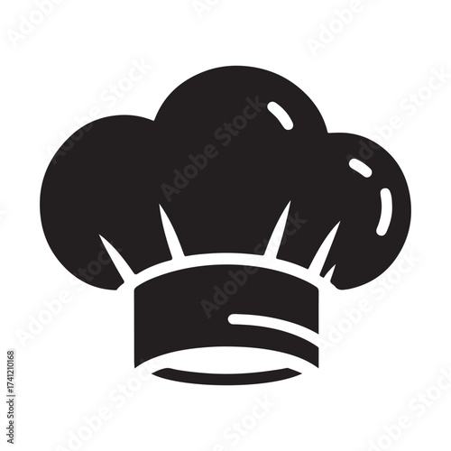 Iconic black silhouette of a chef s toque blanche hat