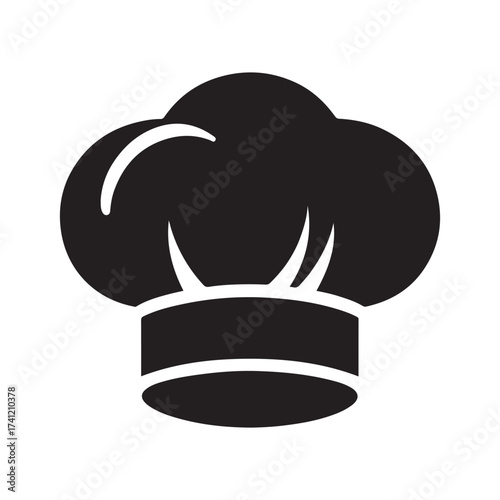 Iconic black silhouette of a chef s toque blanche hat