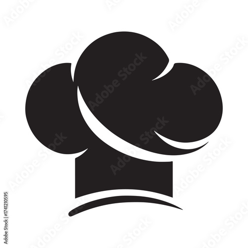 Iconic black silhouette of a chef s toque blanche hat