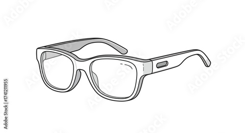 Classic eyeglasses line art with minimalist design on white background
