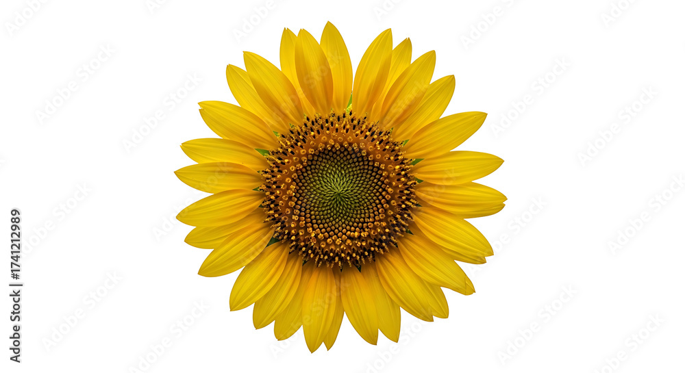 Fototapeta premium Bright Yellow Sunflower Isolated on White Background.