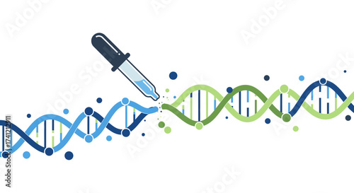 Abstract dna strand with dropper in modern flat design reflecting genetic res…