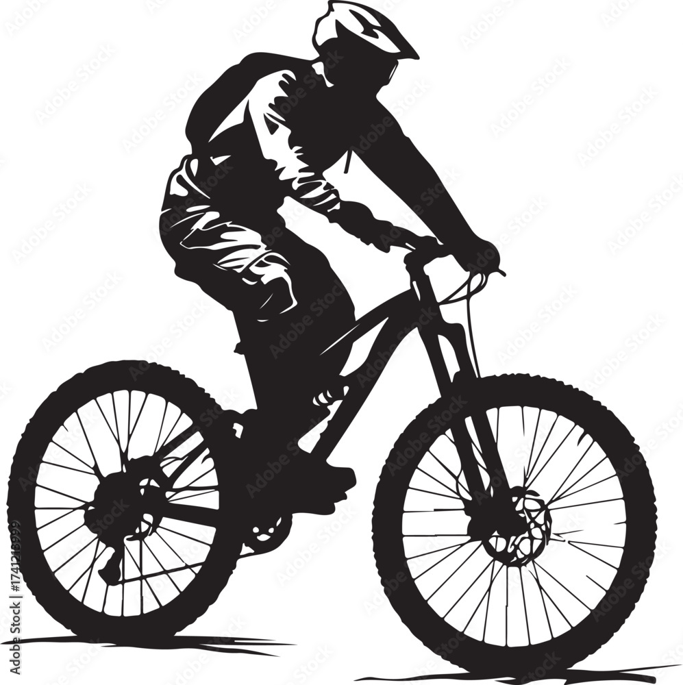 Naklejka premium Mountain Biker in Action Silhouette