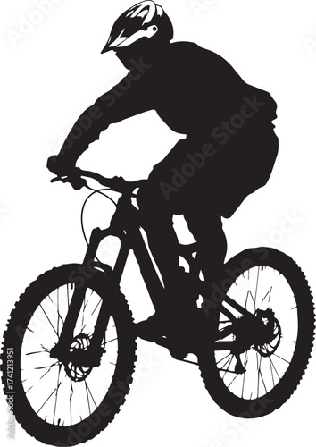 Mountain Biker in Action Silhouette