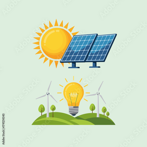Harnessing renewable energy sources like solar and wind power for sustainable electricity generation.