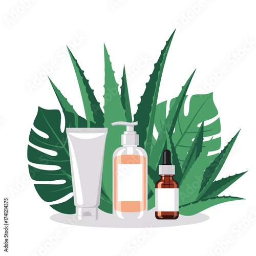 Natural skincare products featuring aloe vera and botanical extracts for healthy skin.