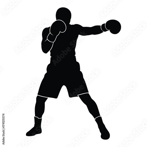 Dynamic silhouette of a boxer delivering a powerful punch ready for action sports graphics and design silhouette