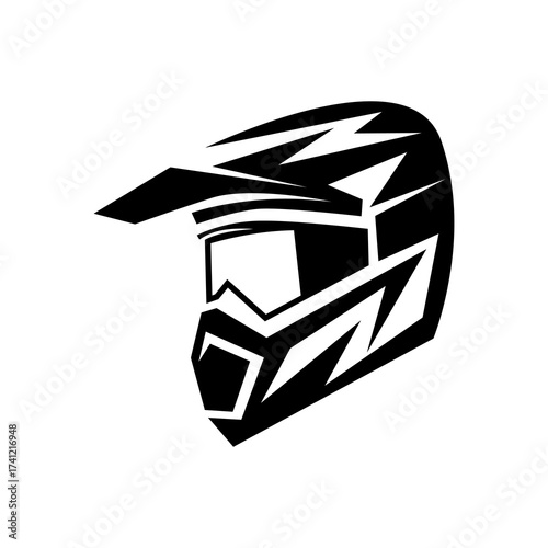 Supermoto Motocross helmet logo design template emblem badge.	
