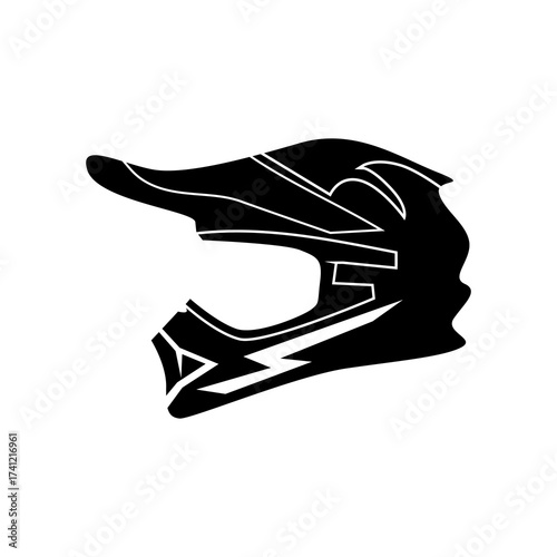 Supermoto Motocross helmet logo design template emblem badge.	
