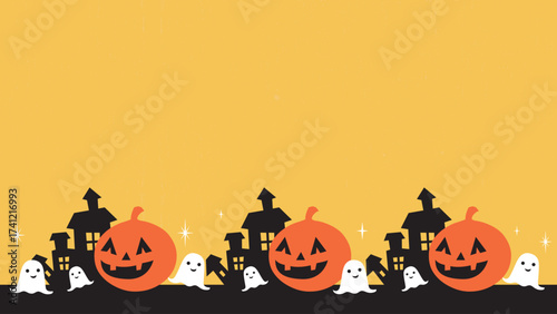 Halloween Pumpkins. Halloween Background Pattern. Vector Template For Banner