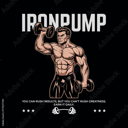 IRONPUMP Streetwear T-Shirt – Hardcore Bodybuilder Dumbbell Workout Tee
