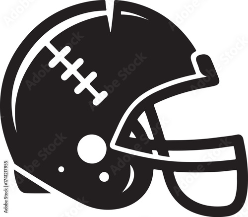 Stylized black silhouette of an american football helmet with face mask