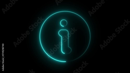 glowing neon information sign animation icon help desk sign symbol animated. Help desk icon glowing neon animation on a black background
