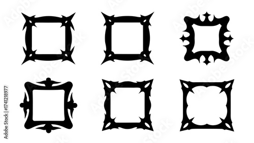 set of vector silhouettes Gothic frame.