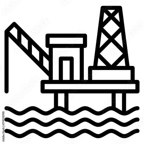 Oil Rig  Icon Element For Design