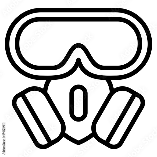 Gas Mask Worker  Icon Element For Design