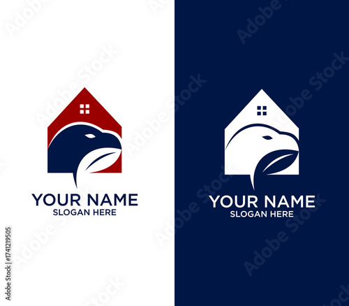 Modern House Logo with an eagle, Inside House Icon for Branding