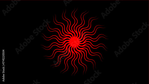 Fiery Swirling Sun Abstract – Radiant Psychedelic Digital Art