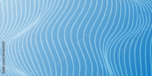 Abstract Blue Wavy Lines Pattern with Gradient Background.