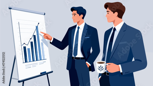 Businessmen reviewing growth chart