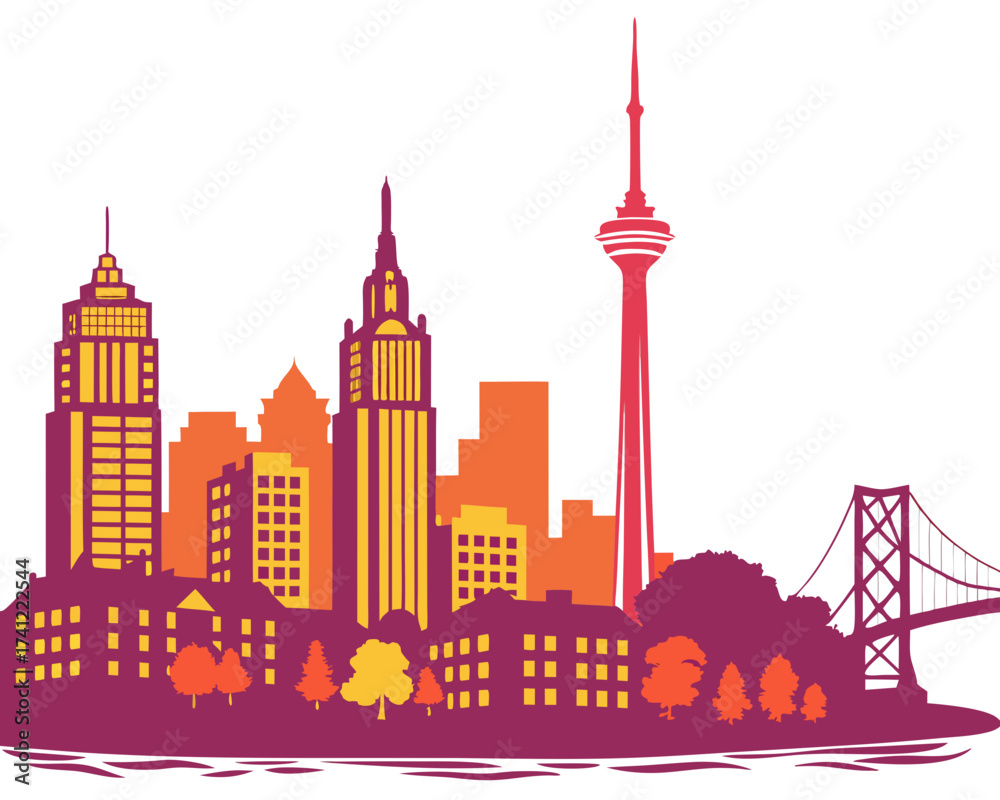 Obraz premium City skyline silhouette illustration 