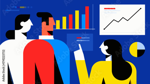 Abstract business team analyzing data charts