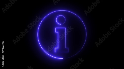 glowing neon information sign animation icon help desk sign symbol animated. Help desk icon glowing neon animation on a black background
