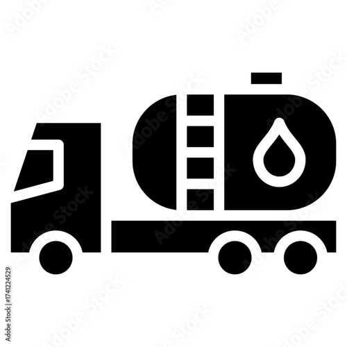 Oil Tank Truck  Icon Element For Design
