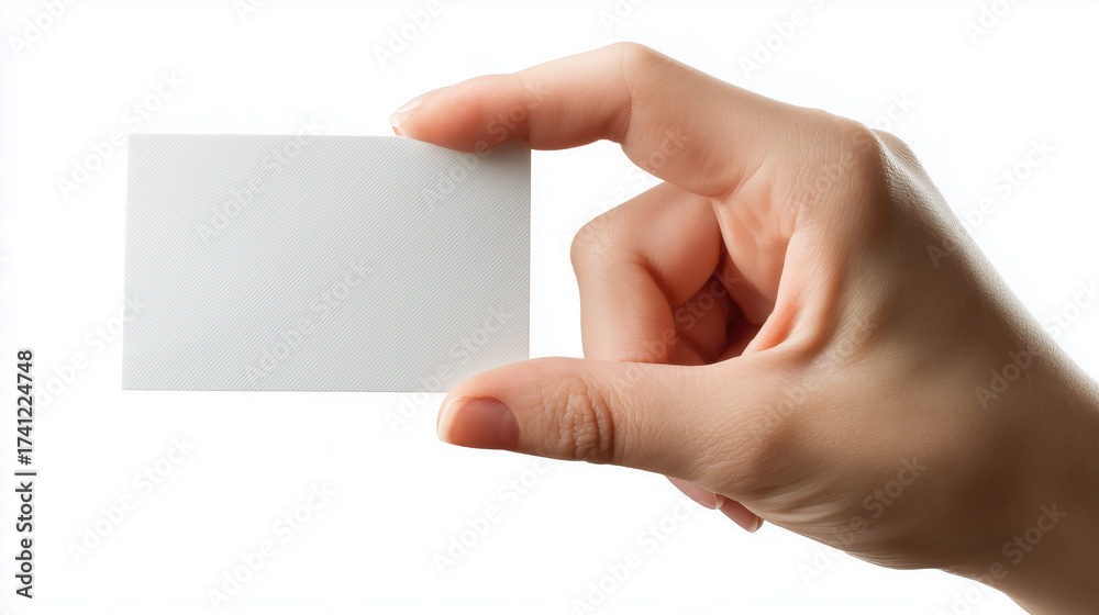 Obraz premium Hand holding blank white business card for mockup